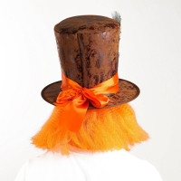 Шляпа карнавальная "Цилиндр" с волосами р-р 56-58 Шляпа карнавальная "Цилиндр" с волосами р-р 56-58