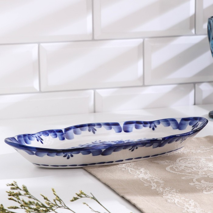 Блюдо «Селедочница», 28,5х13,5х4 см, гжель Блюдо «Селедочница», 28,5х13,5х4 см, гжель