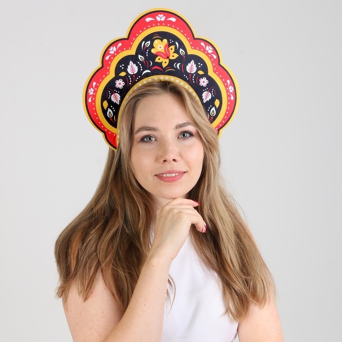Карнавальный кокошник &laquo;Русская красавица&raquo; из фетра, с нанесением