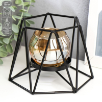 Подсвечник металл, стекло на 1 свечу "Чёрные треугольники" 10х13,5х13,5 см Подсвечник металл, стекло на 1 свечу "Чёрные треугольники" 10х13,5х13,5 см