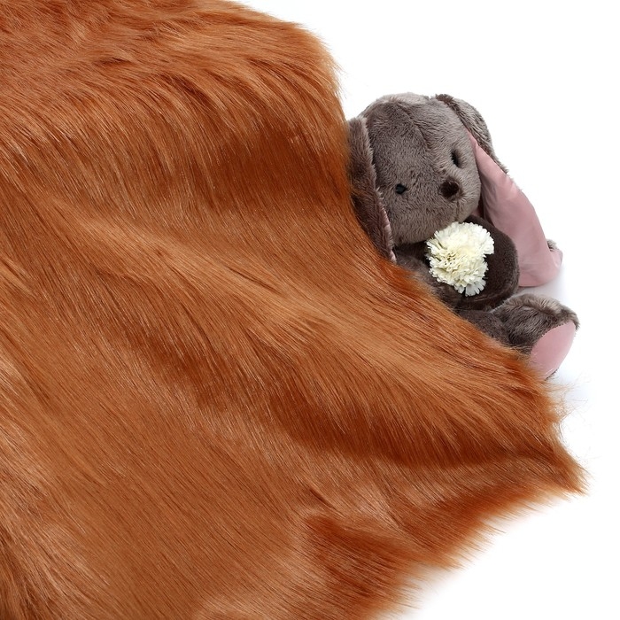 Лоскут 50 &times; 50 см, мех длинноворсовый на трикотажной основе, цвет терракот