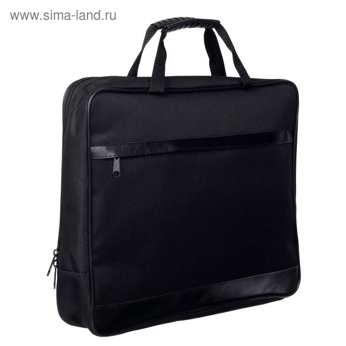 Папка с ручками текстильная А4, 370 х 290 х 50 мм, Calligrata, 1С15 Папка с ручками текстильная А4, 370 х 290 х 50 мм, Calligrata, 1С15 "Кингисепп", внешний/внутренний карман, черный