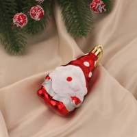 Украшение ёлочное "Гном, колпак в горох" (набор 2 шт) 9х4,5 см, красный