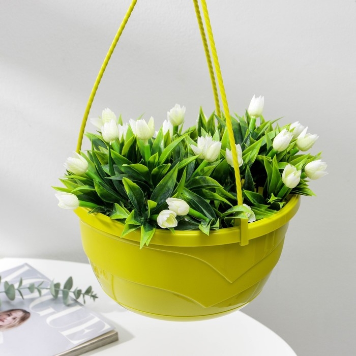 Кашпо для цветов подвесное с прикорневым поливом «Мальва», 4,7 л, цвет фисташковый Кашпо для цветов подвесное с прикорневым поливом «Мальва», 4,7 л, цвет фисташковый