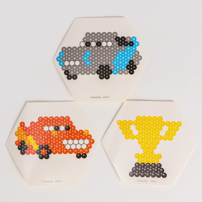 Аквамозаика с декорациями «Тачки», 3 фигурки, 300 шариков Аквамозаика с декорациями «Тачки», 3 фигурки, 300 шариков