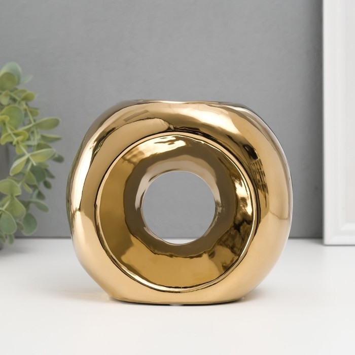 Подсвечник керамика на 1 свечу Подсвечник керамика на 1 свечу "Кольцо" d=6 см золото 16х8х14 см