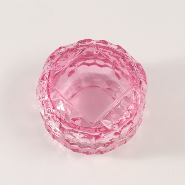 Шкатулка стекло "Лёд" прозрачная розовая 7х7х5 см