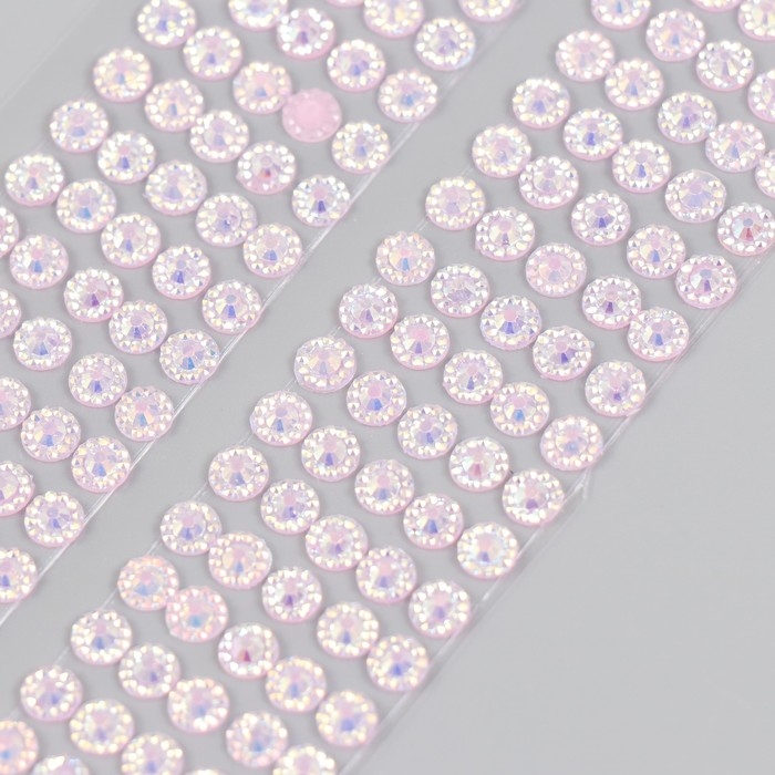 Полубусины самоклеющиеся d 5 мм, розовый хамелеон