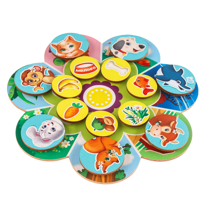 Головоломка. Обучающий круг с липучками &laquo;Кто где живёт и кто что ест?&raquo;