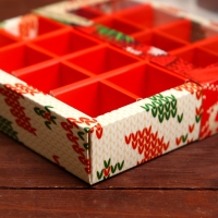 Новый год. Коробка под 16 конфет, 17,7х17,7х3,8 см, кондитерская упаковка