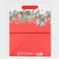 Пакет подарочный новогодний ламинированный &laquo;Еловая веточка&raquo;, MS 18 х 23 х 10 см, Новый год