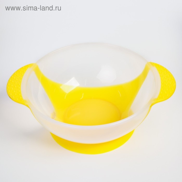 Набор для кормления &laquo;За маму и папу&raquo;, 3 предмета: миска 350 мл на присоске, крышка, ложка, цвет МИКС