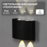 Светильник фасадный &laquo;Полусфера&raquo;, FSD-072, 4 Вт, 4000К, 2 луча, IP65, 220 В, пластик, черный   100842