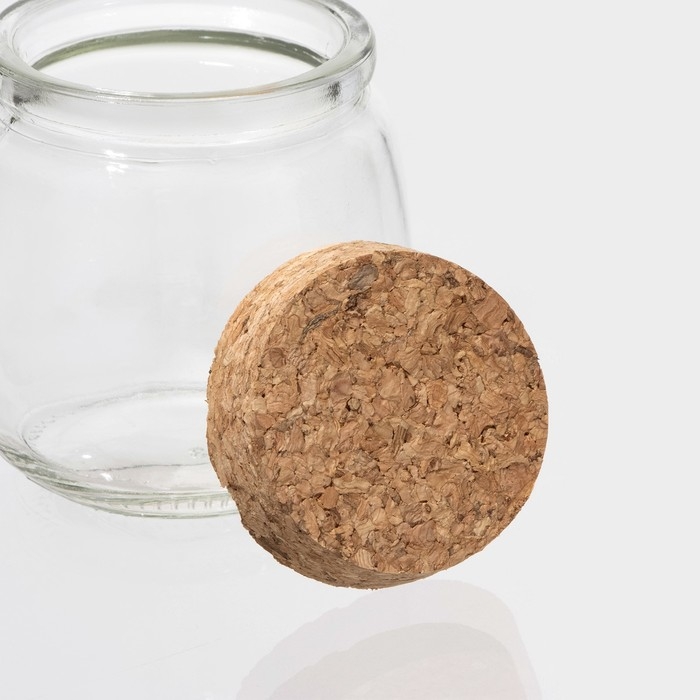 Банка стеклянная для хранения сыпучих продуктов Доляна &laquo;Парфе&raquo;, 200 мл, 7,3&times;7,2 см, с пробковой крышкой