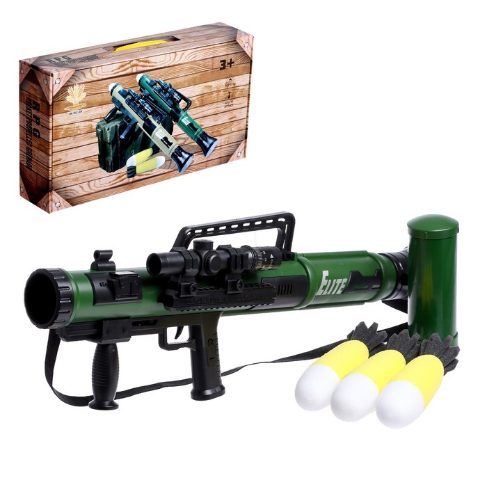 Базука &laquo;Элита&raquo;, свет, звук, стреляет мягкими снарядами, цвета МИКС
