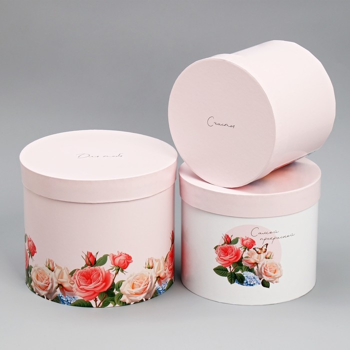 Набор шляпных коробок 3 в 1, упаковка подарочная, &laquo;Самой прекрасной&raquo;, 16 х 16 х 14‒20 х 20 х 17 см