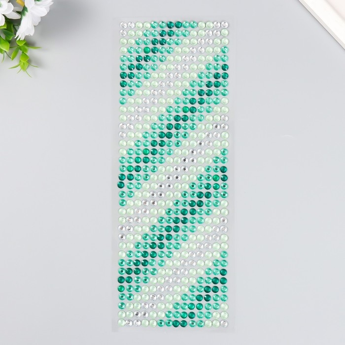 Наклейка пластик стразы Наклейка пластик стразы "Градиент зелёного" 30х10,5 см