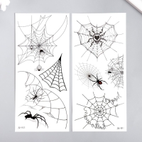 Татуировка на тело чёрная "Пауки и паутины" МИКС 10х21 см Татуировка на тело чёрная "Пауки и паутины" МИКС 10х21 см