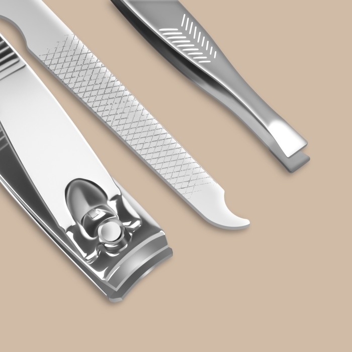 Набор маникюрный, 5 предметов, в футляре, цвет чёрный Набор маникюрный, 5 предметов, в футляре, цвет чёрный