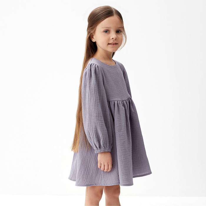 Платье детское с дл. рукавом KAFTAN "Муслин", р.32 (110-116 см), серый