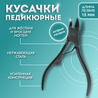 Кусачки педикюрные, с колпачком, изогнутое лезвие, 10,5 см, длина лезвия - 15 мм, цвет чёрный Кусачки педикюрные, с колпачком, изогнутое лезвие, 10,5 см, длина лезвия - 15 мм, цвет чёрный