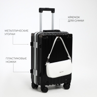 Чемодан малый 37 л (S), отдел на молнии, 2 кодовых замка, 4 колеса, крючок, цвет чёрный