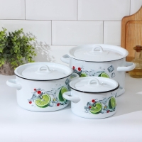 Набор эмалированных кастрюль &laquo;Мохито&raquo;, 3 предмета: 1,5 л, 2,9 л, 4,5 л