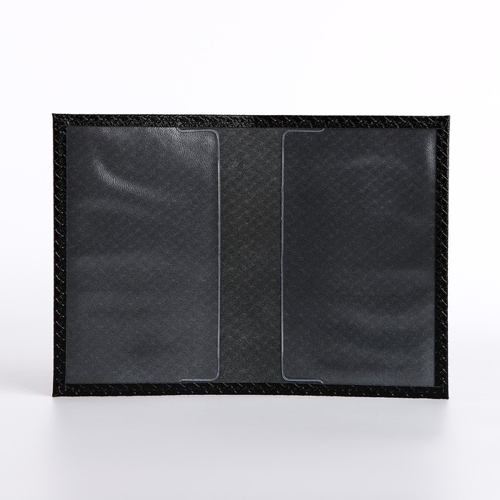 Обложка для паспорта, тиснение, плетёнка, цвет чёрный