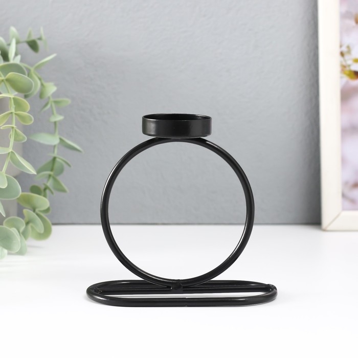 Подсвечник металл на 1 свечу Подсвечник металл на 1 свечу "Кольцо" d=4 см чёрный 11х6х11 см