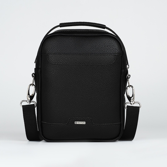 Сумка мужская через плечо TEXTURA, искусственная кожа, цвет чёрный