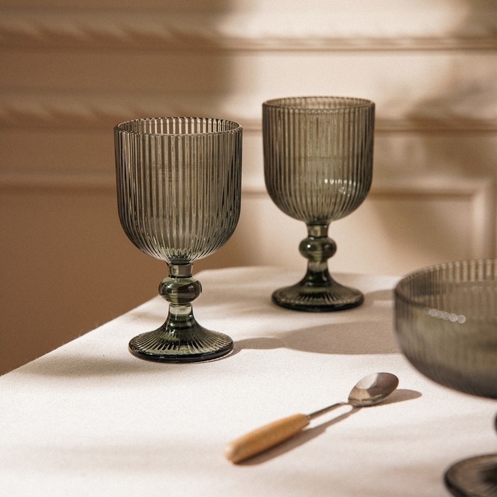 Набор бокалов для вина стеклянный SL Home &laquo;Модерн&raquo;, 250 мл, 8&times;14,5 см, цвет графитовый