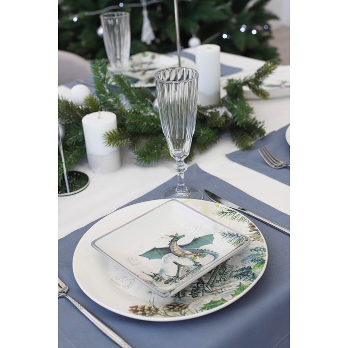 Блюдо сервировочное Доляна &laquo;Дракоша&raquo;, 15&times;3 см, цвет белый