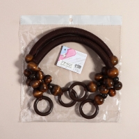 Ручки для сумки, 2 шт, вощёный шнур/дерево, 46,5 × 4 см, цвет коричневый Ручки для сумки, 2 шт, вощёный шнур/дерево, 46,5 × 4 см, цвет коричневый