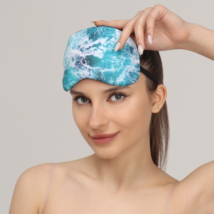 Маска для сна с гелевым вкладышем &laquo;Море&raquo;, 19 &times; 10 см, резинка одинарная, цвет голубой