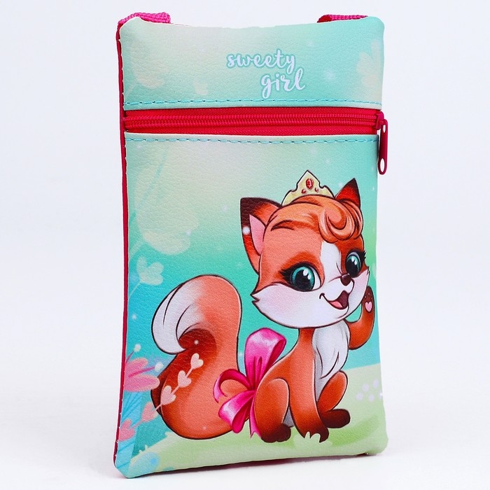 Сумка детская для девочки на молнии, длинный ремень, цвет зелёный/красный Сумка детская для девочки на молнии, длинный ремень, цвет зелёный/красный