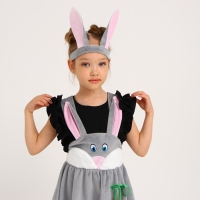 Карнавальный костюм &laquo;Зайка серая с мордочкой&raquo;, плюш, р. 28, рост 98-104 см