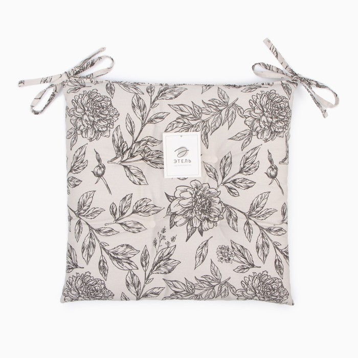 Сидушка на стул Этель "Black flowers"  42х42см, 100% хлопок, 190 г/м2