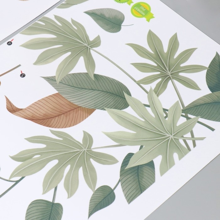 Наклейка пластик интерьерная цветная "Парень с пальмой в горшке"набор 2 листа 30х85 см