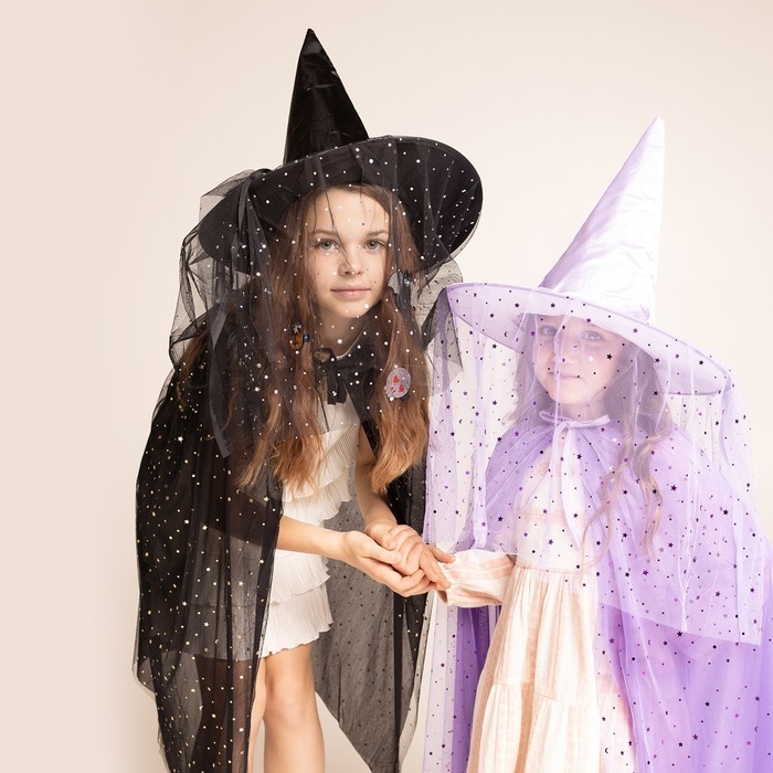 Карнавальный набор &laquo;Стильная ведьмочка&raquo;: шляпа, плащ, заколки 3 шт.