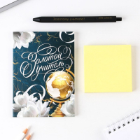 Набор &laquo;Золотой учитель&raquo;: ежедневник А6, 64 листа, блок с липким слоем и ручка