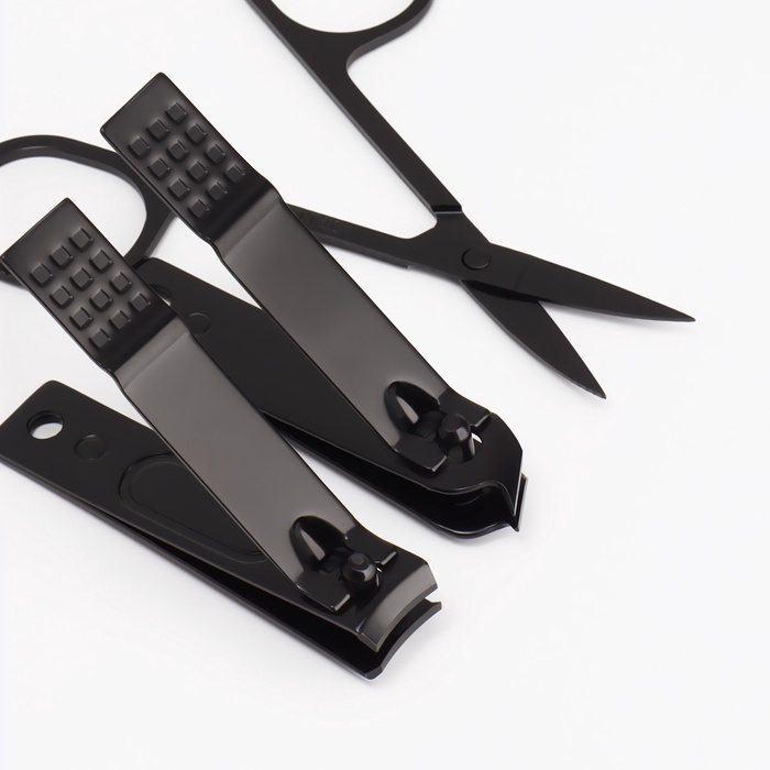 Набор маникюрный, 6 предметов, в футляре, чёрный