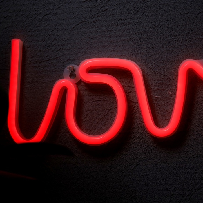 Неоновая вывеска &laquo;Любовь&raquo; 35 x 13 см, батарейки AAx3 (нет в комплекте) + USB, свечение красное