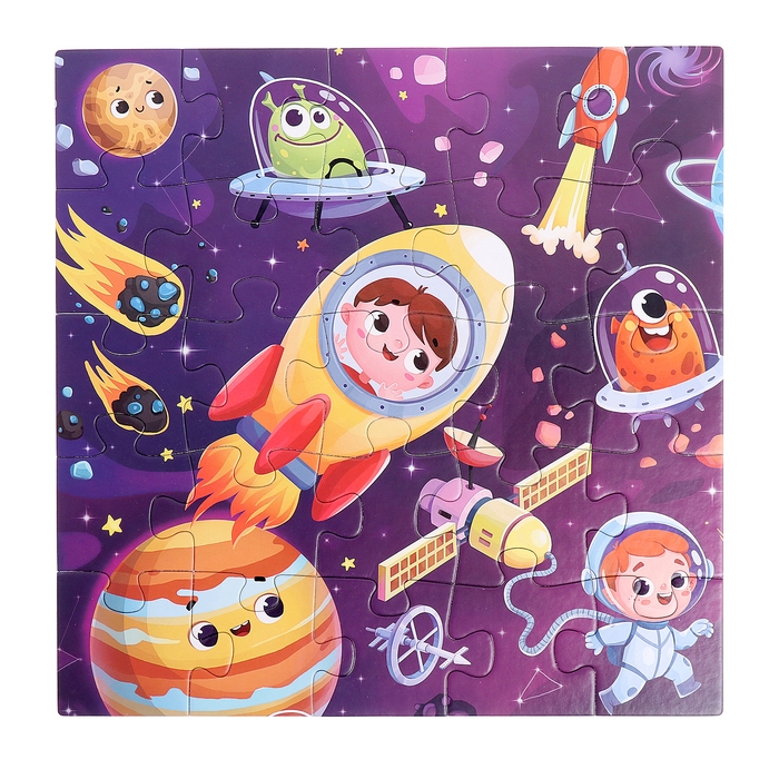 Пазлы 4 в 1 &laquo;Космическое приключение&raquo;, 25, 36, 49, 64 элемента