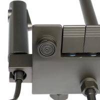 Душевая система ZEIN Z3896, верхняя и ручная лейка, ПВХ шланг, экран температуры, графит Душевая система ZEIN Z3896, верхняя и ручная лейка, ПВХ шланг, экран температуры, графит