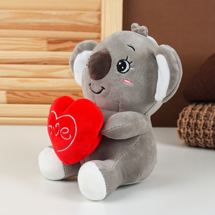 Мягкая игрушка &laquo;Коала&raquo; с сердцем, 22 см, цвет серый