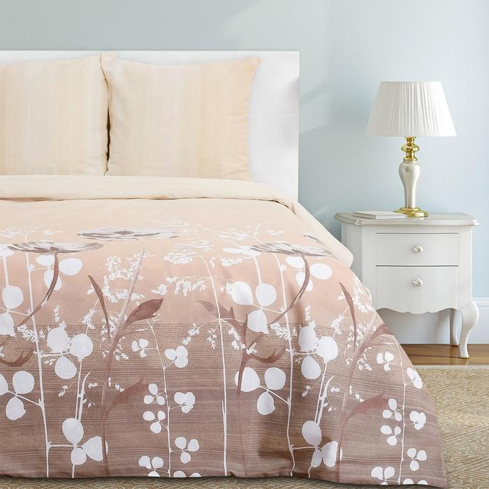 Постельное бельё "Этель" евро Кремовое утро 200х217 см, 240*220 см, 70х70 см - 2 шт., 100% хлопок, бязь 125 г/м&sup2;