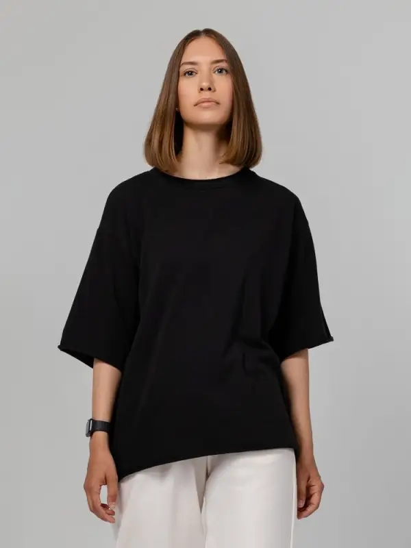 Футболка оверсайз Vozduh 2.0, черная, размер XS/S