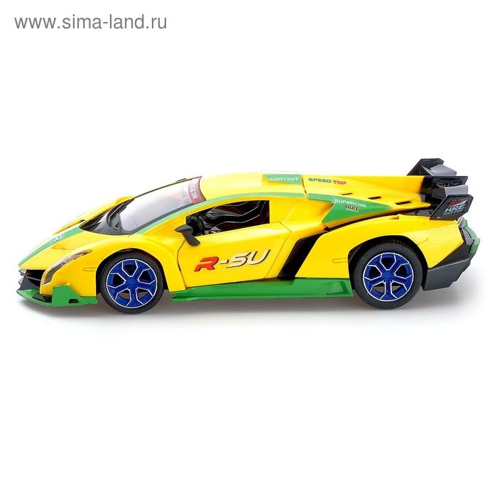 Машина радиоуправляемая &laquo;Суперкар&raquo;, работает от аккумулятора, световые эффекты, цвет жёлтый