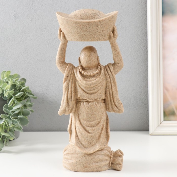 Сувенир полистоун Сувенир полистоун "Хотей со слитком золота" песочный 11х7х27,5 см