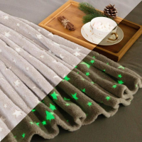 Плед светящийся в темноте Этель &laquo;Звезды&raquo; цв.серый 150*200 см,100% п/э, корал-флис, 220 гр/м2